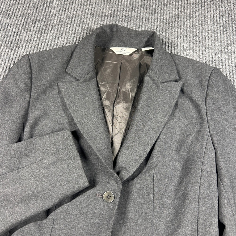 Brooks Brothers Blazer Womens 2 346 Gray Wool Blend Stretch Two Button